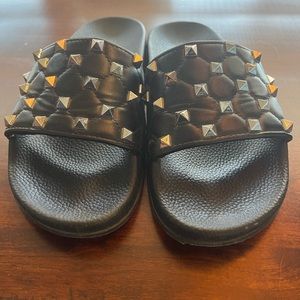 Black Stud Slip On Sandals